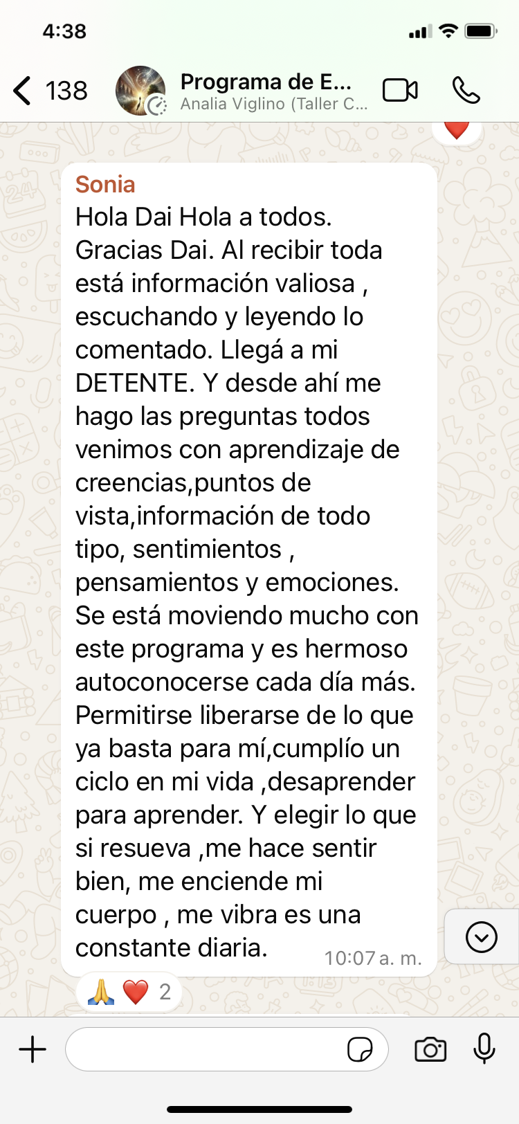 Mensaje de Sonia Franqueiro